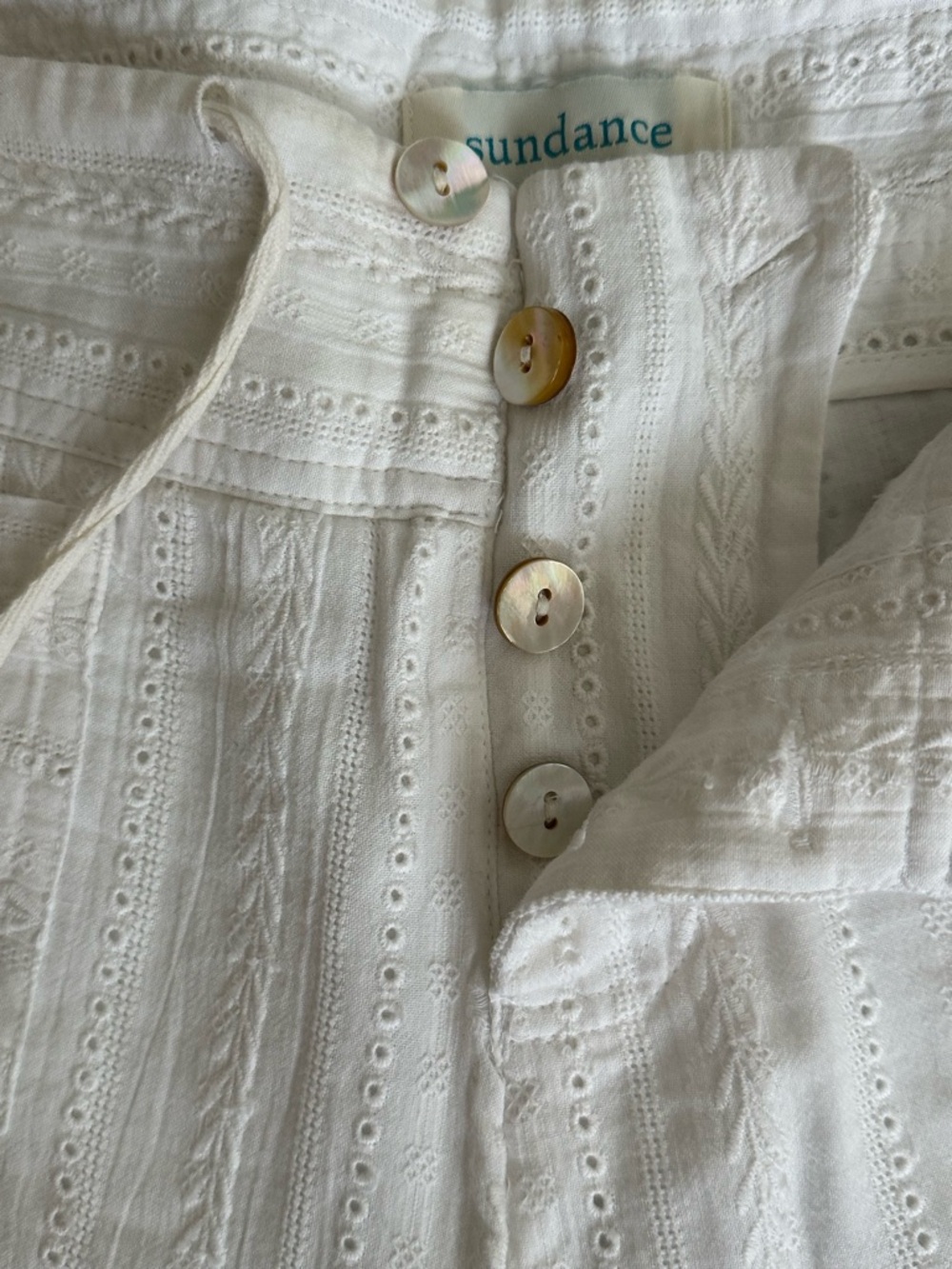 Sundance White Textured Cotton Pants